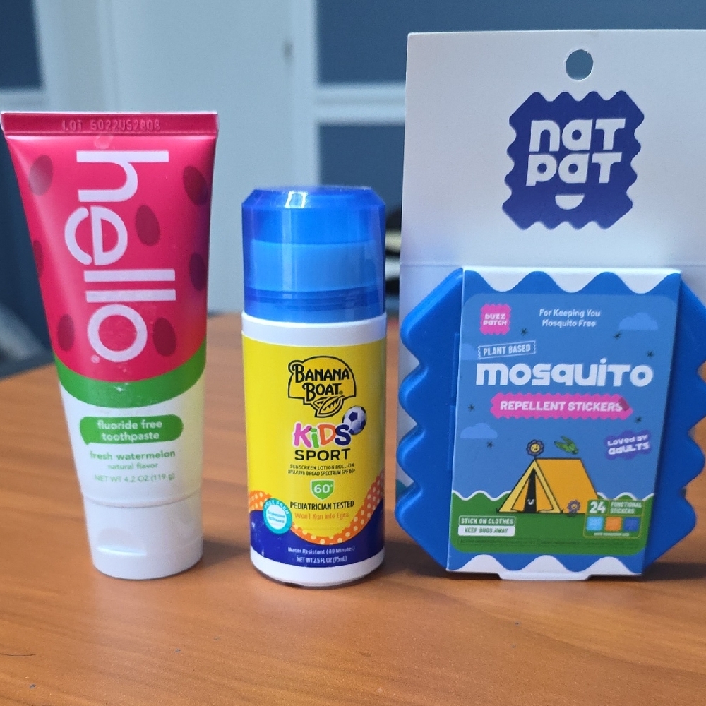 Kids Pack Watermelon Kids Toothpaste, Sunblock, And Mosquito Repellant